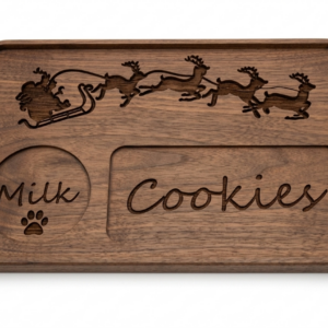 Handcrafted Solid Walnut Personalized Santa Serving Tray – The Ultimate Christmas Eve Tradition
